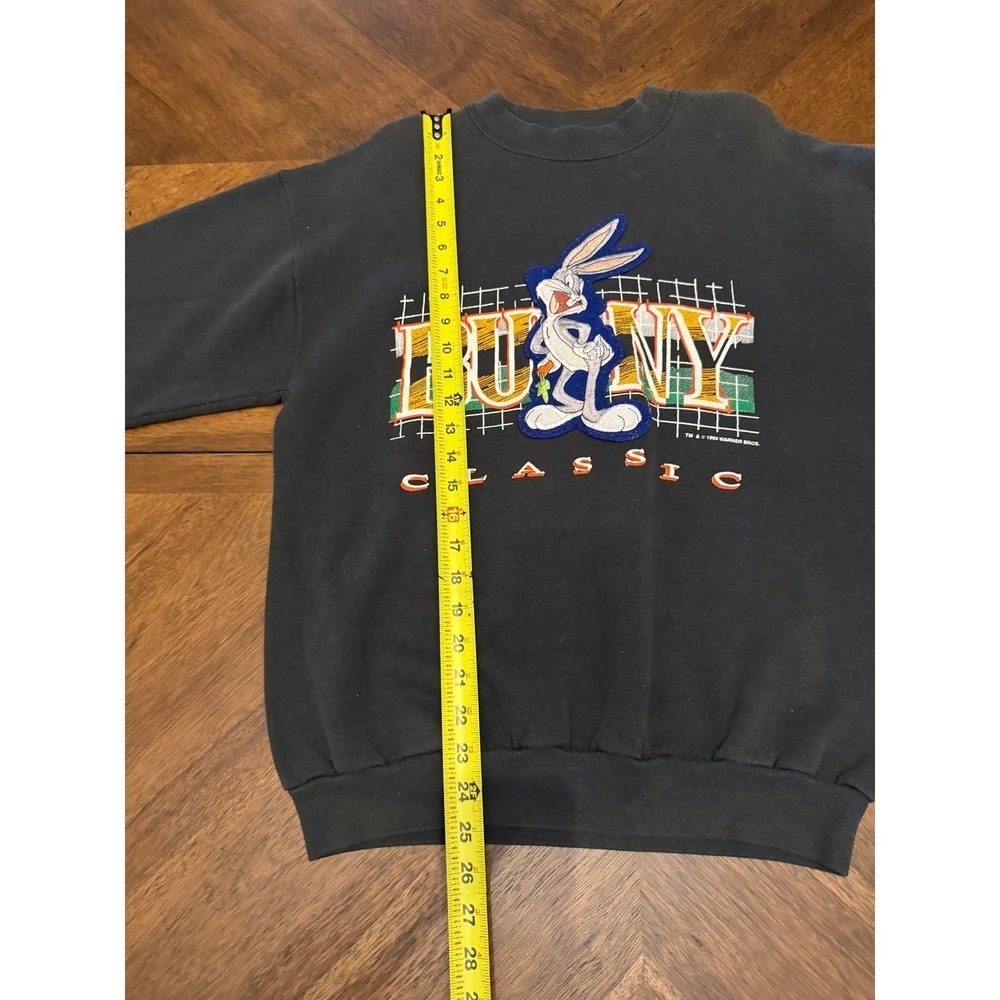 Vintage 1993 Bugs Bunny Classic Fruit of the Loom Sweatshirt‎ Black Mens L USA - Picture 5 of 6
